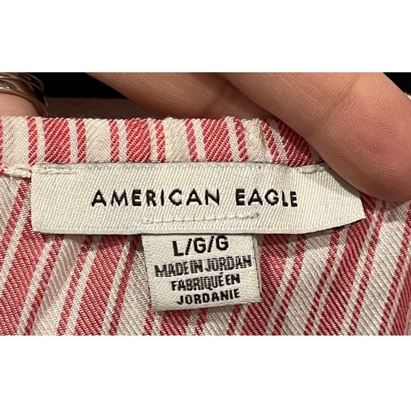 AMERICAN EAGLE Striped Red White Blouse - Picture 2 of 3